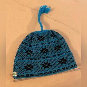 Vintage Moriarty Hat Stowe Vermont Blue Black Nordic Wool Beanie with Tassel - U